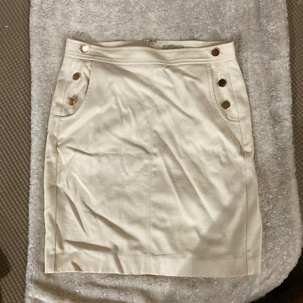 Loft Nautical-Style Skirt with Gold Buttons